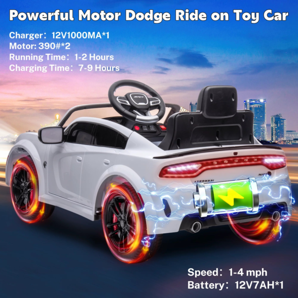 Dodge Electric Ride on Cars for Kids, 12V Licensed Dodge Charger SRT Powered with Parent Remote Control - Image 5