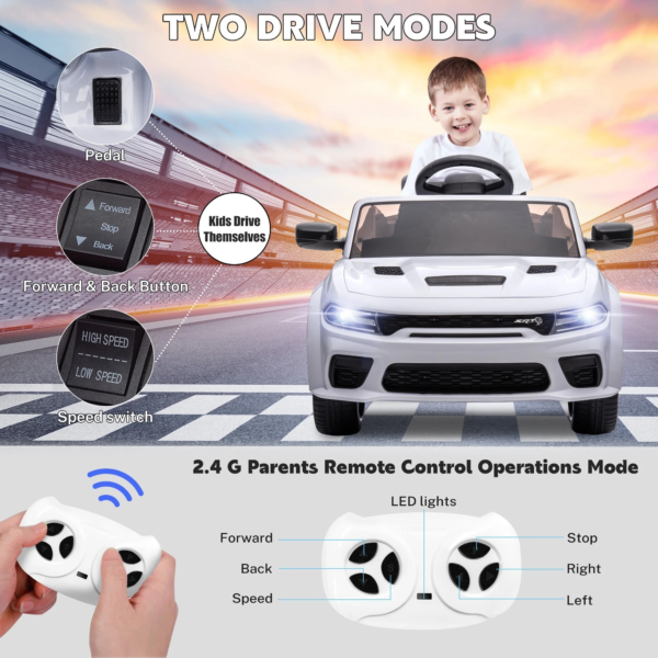 Dodge Electric Ride on Cars for Kids, 12V Licensed Dodge Charger SRT Powered with Parent Remote Control - Image 4