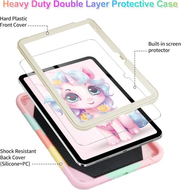 10th Generation iPad Case with Screen Protector Shoulder Strap Unicorn Stand Cover for iPad 10th Gen 10.9'' - Image 2